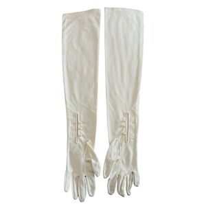 Vintage Fabric Elbow Gloves Size 7 Wedding Pearl Embellished